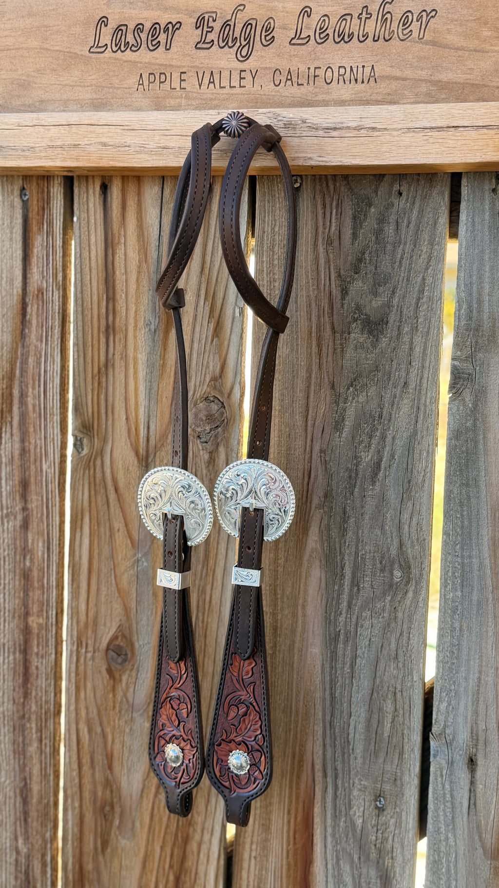Acorn Oak Leaf Tooled Headstall Silver Plated