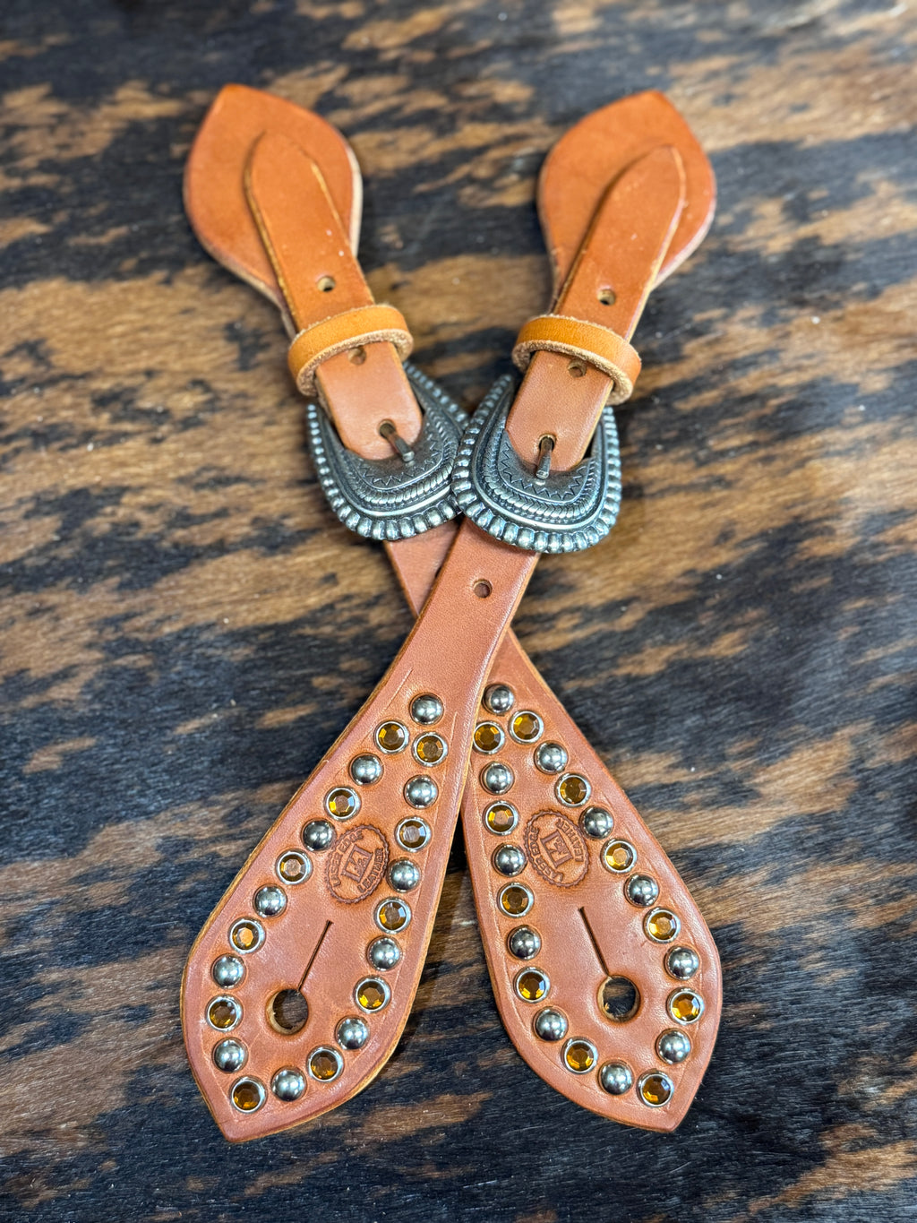 Amber Rhinestone Spur Straps