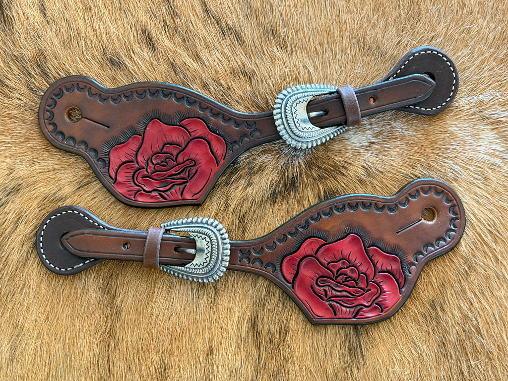 Rose Tooled Spur Straps