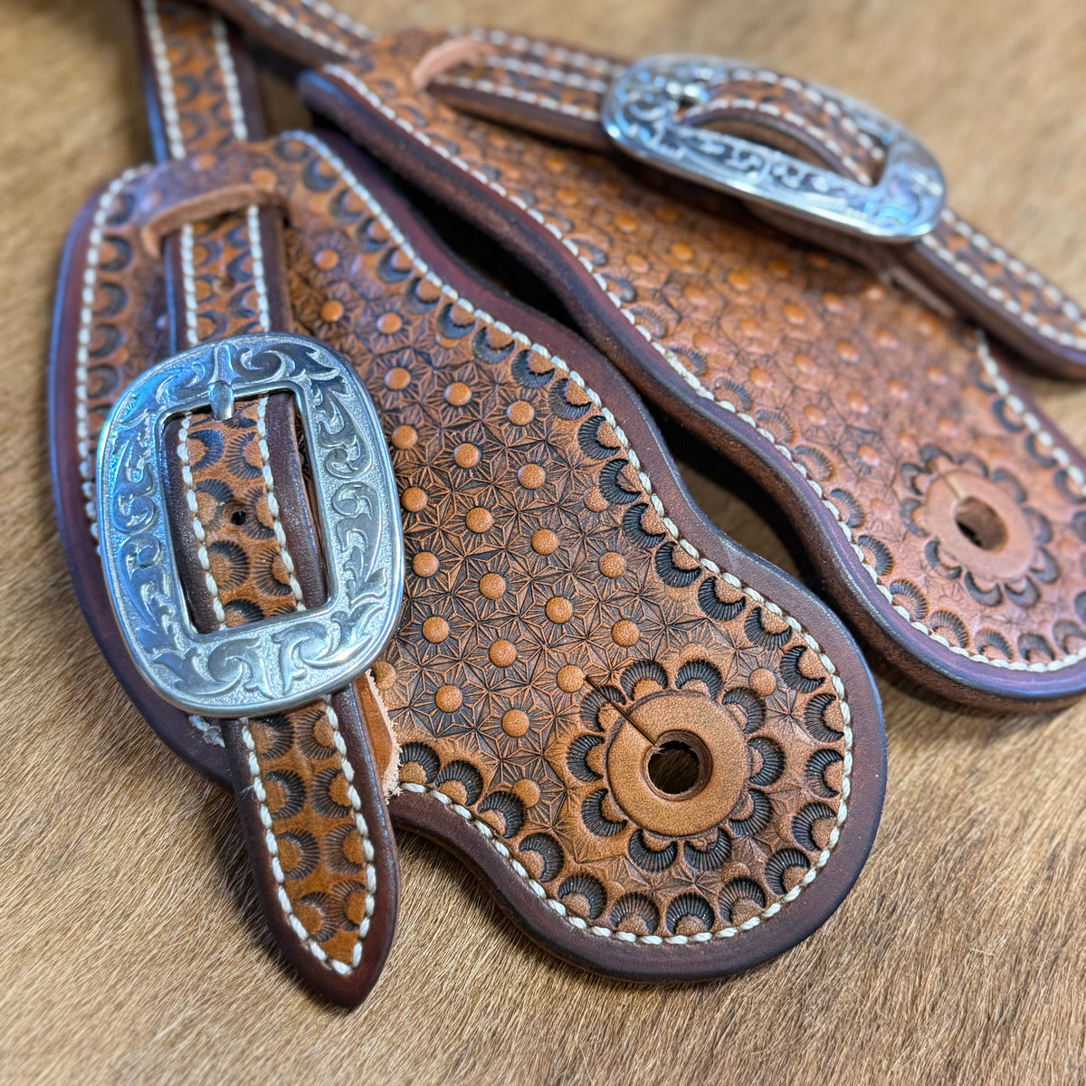 Geo Stamped Buckaroo Spur Straps