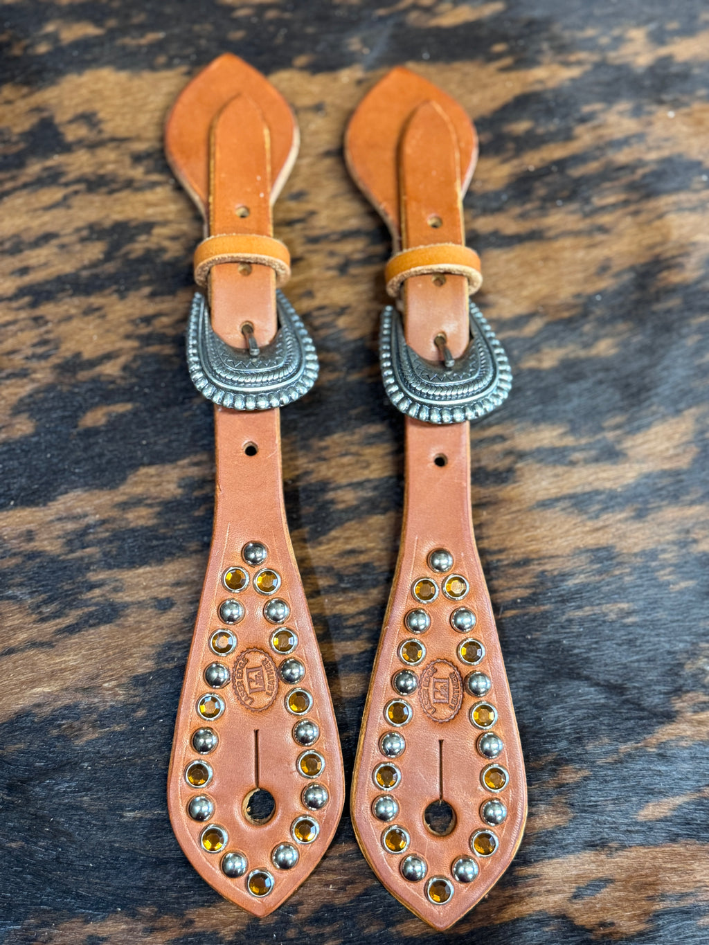 Amber Rhinestone Spur Straps