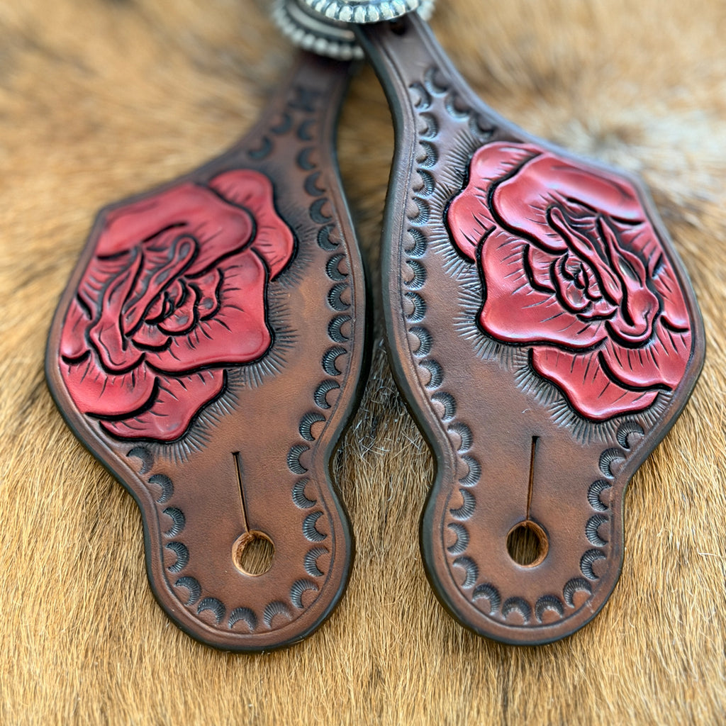 Rose Tooled Spur Straps