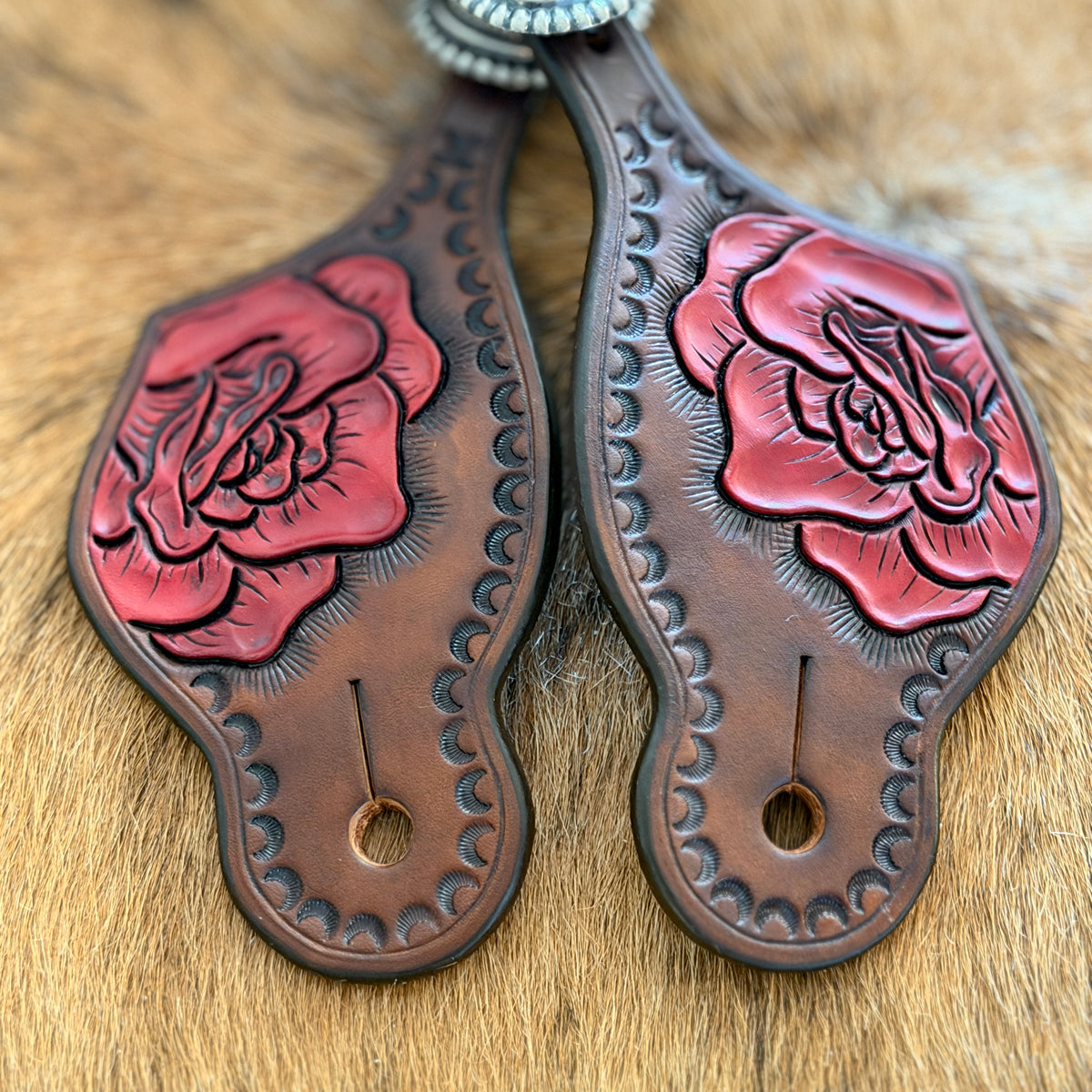 Rose Tooled Spur Straps
